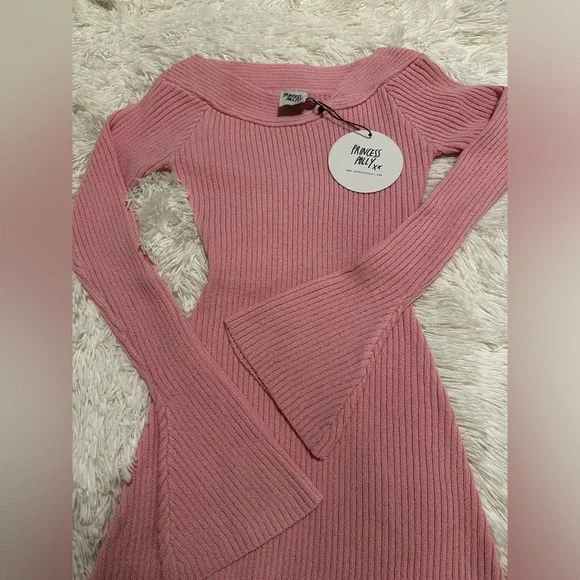Princess Polly Pink Pember Off The Shoulder Knit Mini Dress Size M/L. NWT. - Picture 8 of 11